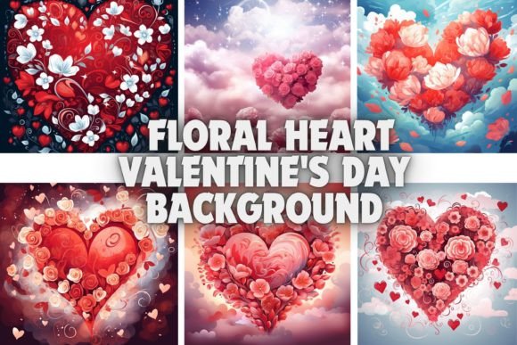 Floral Heart Valentine's Day Backgrounds: Romantic Digital Artistry