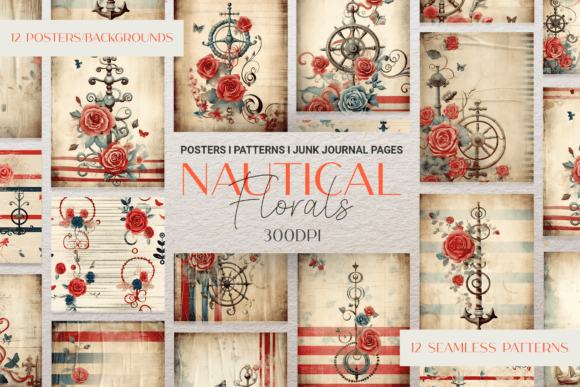 Floral Maritime Backgrounds and Patterns: A Designer's Toolkit