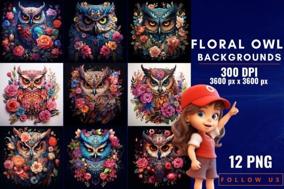 Floral Owl Backgrounds: Nature's Whimsical Design Assets