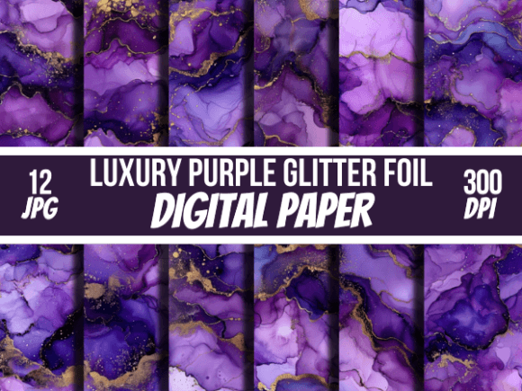 Glitter Purple Alcohol Ink Backgrounds: A Digital Toolkit for Modern Designers