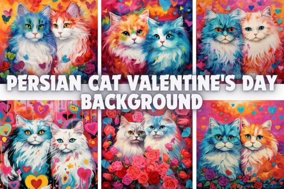 Persian Cat Valentine's Day Backgrounds: Feline Elegance for Your Designs