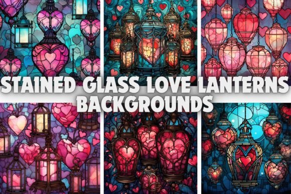 Stained Glass Love Lanterns Backgrounds