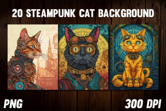 Steampunk Cat Backgrounds: Fusing Whimsy with Gears