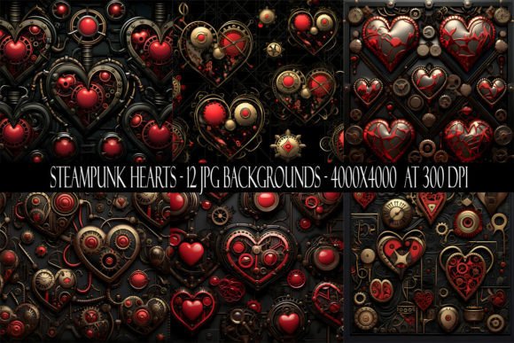 Steampunk Heart Backgrounds: Industrial Romance for Modern Design