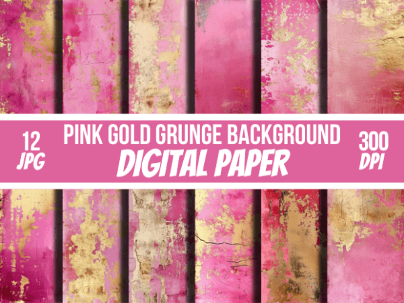 Unleash Edgy Elegance with Pink & Gold Grunge Textures