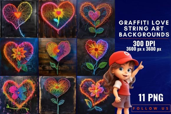 Urban Romance: Graffiti Love String Art Backgrounds