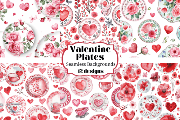 Valentine Plates Seamless Backgrounds for Your Projects