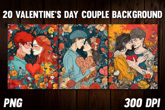 Valentine's Day Couple Backgrounds 5: Design Assets for Love Stories
